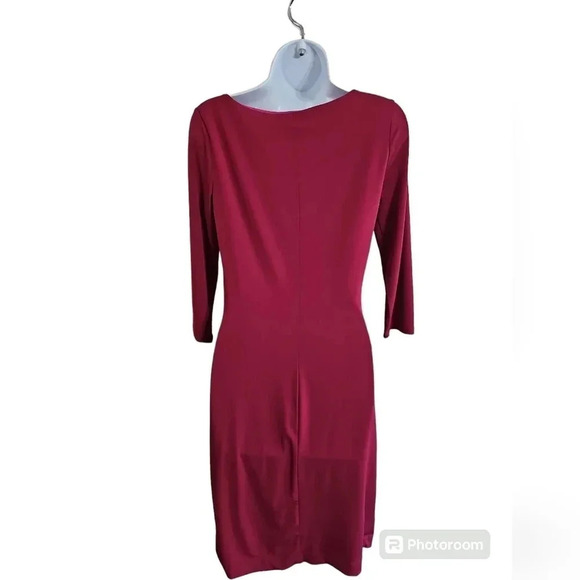 JLO Jennifer Lopez Cut Out Cocktail Faux Wrap Dress Small Red Party Date Formal - Picture 3 of 6